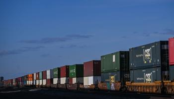 Containers awaiting rail transportation, Edmonton, Alberta (Artur Widak/NurPhoto/Shutterstock)