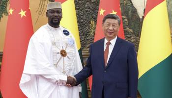 Guinean President Mamadi Doumbouya meets with Chinese President Xi Jinping in Beijing, September 2024  (Xinhua/Shutterstock)