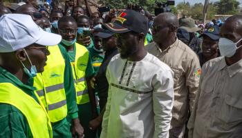 Senegalese President Bassirou Diomaye Faye attends a National Day of Cleaning, June 2024 (Jerome Favre/EPA-EFE/Shutterstock)