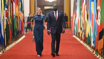 Guinean leader Mamadi Doumbouya and his wife, Lauriane Doumbouya, at the Forum on China–Africa Cooperation, September 2024 (Xinhua/Shutterstock)