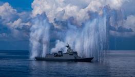 A Philippine Navy ship launching Bullfighter chaff decoys during a capability demonstration (Ali Vicoy/EPA-EFE/Shutterstock)