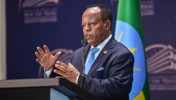 Ethiopian Foreign Minister Taye Atske Selassie calls for joint regional efforts to combat Somali jihadist group al-Shabaab, August 30, 2024 (Xinhua/Shutterstock)