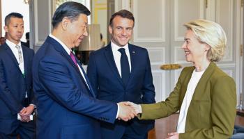 European Commission President Ursula von der Leyen, French President Emmanuel Macron and Chinese President Xi Jinping (Xinhua/Shutterstock)