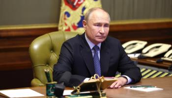 Russian President Vladimir Putin, chairs a meeting of the permanent members of the Security Council, September 2024 (Alexander Kazakov/Kremlin Pool/Planet Pix via ZUMA Press Wire/Shutterstock)