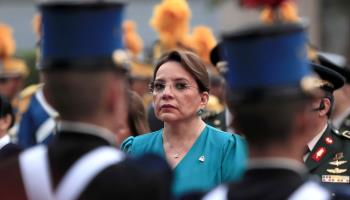 President Xiomara Castro attends Independence Day celebrations, Tegucigalpa, September 15, 2024 (Gustavo Amador/EPA-EFE/Shutterstock)