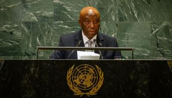 Liberian President Joseph Boakai addressing the UN General Assembly, September 2024 (Xinhua/Shutterstock)