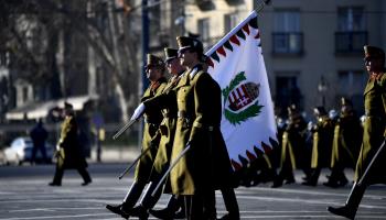 Hungarian soldiers marching in Budapest (Balint Szentgallay/NurPhoto/Shutterstock)

