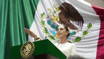 Claudia Sheinbaum is sworn in as president of Mexico. October 1, 2024. (Presidencia/PI via ZUMA Press Wire/Shutterstock)