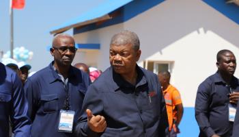 Angolan president Joao Lourenco visits a Chinese-built water supply project, May 2023 (Xinhua/Shutterstock)