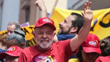 President Luiz Inacio Lula da Silva (l) with Sao Paulo mayoral candidate Guilherme Boulos (FotoRua/NurPhoto/Shutterstock)