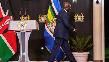 Deputy President Rigathi Gachagua leaves after holding a press conference on the eve of his impeachment (Daniel Irungu/EPA-EFE/Shutterstock)

