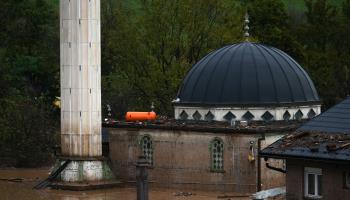 A mosque in Donja Jablanica during the floods, October 2024 (Nidal Saljic/EPA-EFE/Shutterstock)

