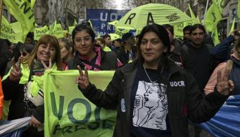 Women trade unionists protesting in Buenos Aires (Juan Mabromata/AFP/GettyImages)