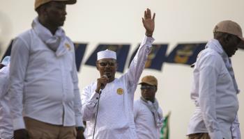 Chadian leader Mahamat Idriss Deby campaigns for president ahead of elections, May 2024 (Jerome Favre/EPA-EFE/Shutterstock)