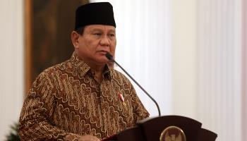 President Prabowo Subianto announcing his cabinet line-up following his inauguration on October 20 (Adi Weda/EPA-EFE/Shutterstock)