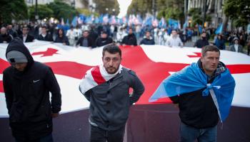 A pre-election rally for the Georgian Dream party in Tbilisi, Georgia, October 2024 (David Mdzinarishvili/EPA-EFE/Shutterstock)