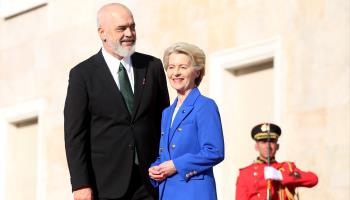 Albanian Prime Minister Edi Rama and European Commission President Ursula von der Leyen (Malton Dibra/EPA-EFE/Shutterstock)

