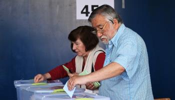 Voters at a polling station in Santiago on October 26 (Rodrigo Arangua/ Getty Images)