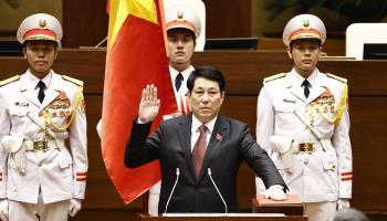 Luong Cuong being sworn in as president on October 21 (Xinhua/Shutterstock)

