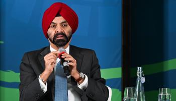 World Bank President Ajay Banga speaks at the IMF and World Bank’s annual meeting, October 2024 (Annabelle Gordon/EPA-EFE/Shutterstock)