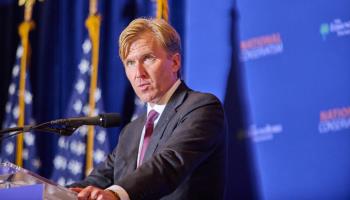 Conservative defence strategist Elbridge Colby speaks at the National Conservative Conference in Washington, July 9, 2024 (Dominic Gwinn/Getty Images)

