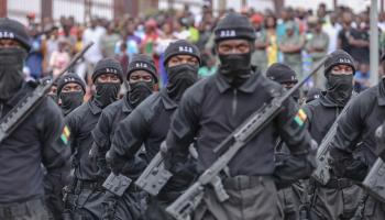 Members of Cameroon’s Rapid Intervention Battalion on parade, May 2024 (AFP/Getty Images)