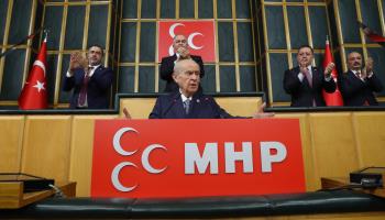 Nationalist Movement Party leader Devlet Bahceli speaking in parliament, 22 October 2024 (dia images/Getty Images)

