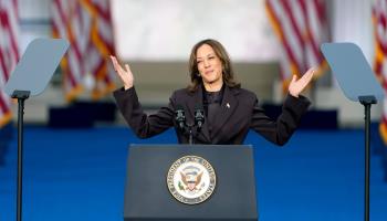 Vice President Kamala Harris delivers her concession speech, Washington DC, November 6, 2024 (Kent Nishimura/Getty Images)
