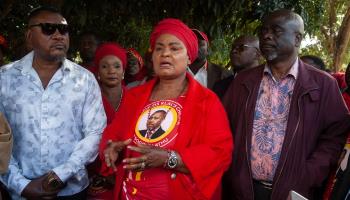 UTM Secretary-General Patricia Kaliati addresses media following the death of Vice President Saulos Chilima (Amos Gumulira/AFP via Getty Images)