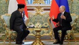 Prabowo Subianto (left) meeting Russian President Vladimir Putin (right) at the Kremlin in July, while president-elect (Maxim Shemetov/Pool/AFP/Getty Images)

