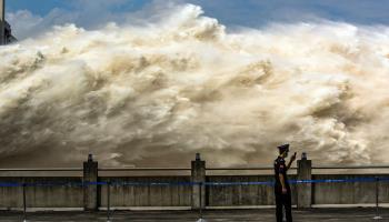 Water released from the Three Gorges Dam hydropower project on the Yangtze river in Hubei province (STR/AFP/China OUT/Getty Images)