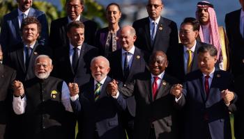 President Lula da Silva (centre) with other leaders at the G20 meeting in Rio de Janeiro (Wagner Meier/Getty Images)