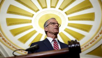 Republican John Thune speaks on Capitol Hill after being elected Senate Majority Leader by his colleagues, November 13, 2024 (Kevin Dietsch/Getty Images)