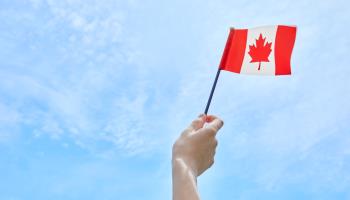 A small Canadian flag (Aflo Images/Getty Images)