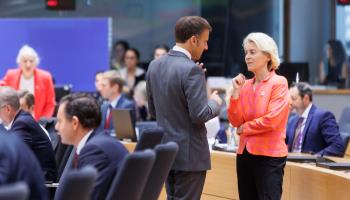 French President Emmanuel Macron and European Commission President Ursula von der Leyen (Thierry Monasse/Getty Images)