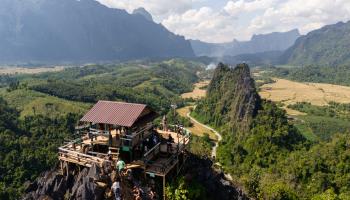 The Nam Xay Viewpoint in Vang Vieng, a popular tourist attraction (STR/AFP/Getty Images)

