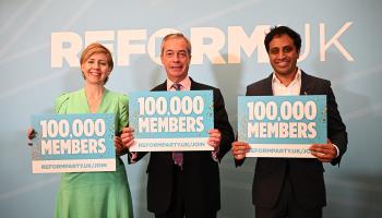 Nigel Farage (centre), leader of Reform UK party (Leon Neal/Getty Images)