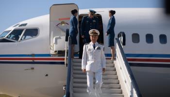 Head of the Central Military Commission’s Political Work Department Navy Admiral Miao Hua arriving in Pyongyang (Kim Won Jin/AFP/Getty Images)

