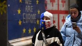 Anti-government protesters in Tbilisi, Georgia, December 8, 2024 (Karen Minasyan/AFP via Getty Images)