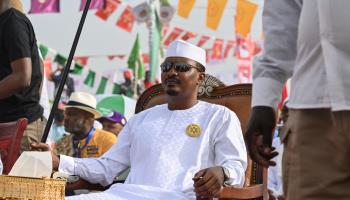 Chadian President Mahamat Idriss Deby looks on at a presidential campaign rally, May 2024 (Issouf Sanogo/AFP via Getty Images)