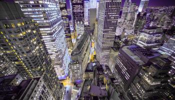 The Federal Reserve of New York building (centre) seen at night (Jason Pierce Photography/Moment RF/Getty Images)