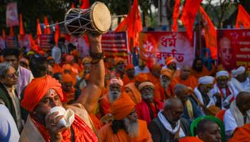 A protest in India over attacks against Bangladeshi Hindus (Dibyangshu Sarkar/AFP/Getty Images)

