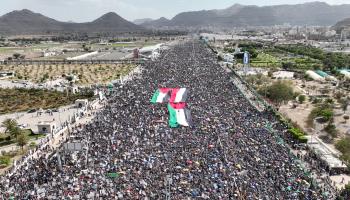 Yemenis protesting Israel’s war in Gaza (Mohammed Hamoud/Getty Images)