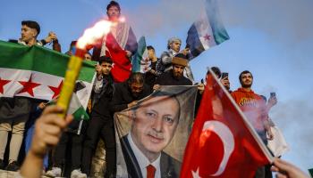 Syrian expats celebrate the fall of Syrian President Bashar al-Assad in Istanbul, 8 December 2024 (Kemal Aslan/AFP/Getty Images)

