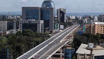 The Nairobi marathon is staged across a stretch of the Nairobi Expressway, May 8, 2022 (Tony Karumba/AFP/Getty Images)