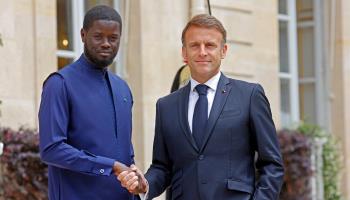 President Bassirou Diomaye Faye (left) meeting French President Emmanuel Macron in Paris, June 2024 (Chesnot/Getty Images)