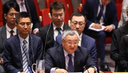 Fu Cong, China’s permanent representative to the UN, speaks during a UN Security Council meeting on the Iran-Israel crisis in Washington DC (Michael M. Santiago/Getty Images)

