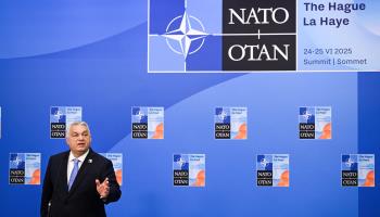 Hungarian Prime Minister Viktor Orban at the NATO summit in The Hague, June 25, 2025 (Jonas Roosens/ANP/AFP/Getty Images)
