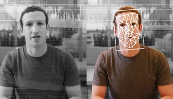 A comparison of an original and deepfake video of Facebook CEO Mark Zuckerberg (Elyse Samuels/The Washington Post/Getty Images)