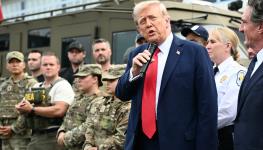President Donald Trump speaks while visiting National Guard troops in Washington DC, August 21, 2025 (Mandel Ngan/AFP/Getty Images)          
